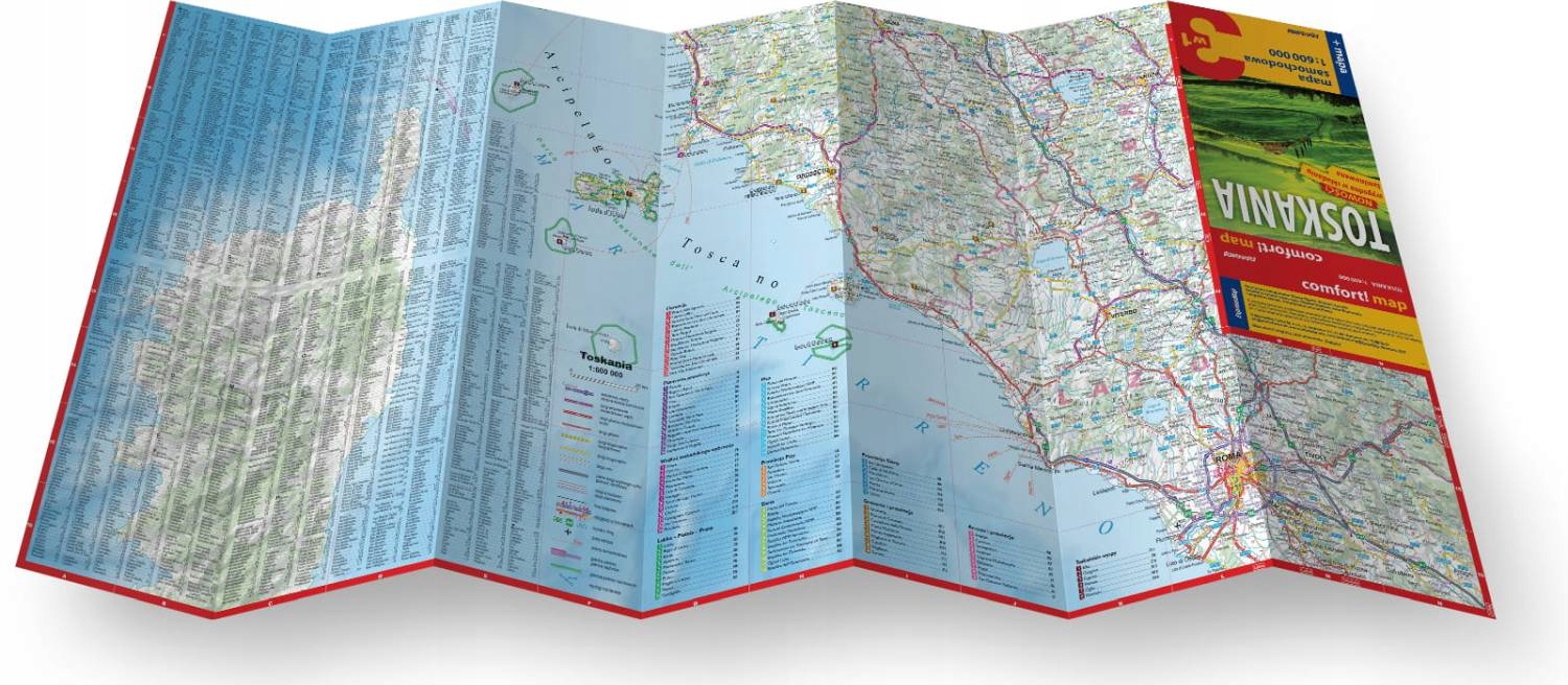 TOSKANIA 3 w 1 MAPA LAMINOWANA PRZEWODNIK ATLAS EX Rok wydania 2023
