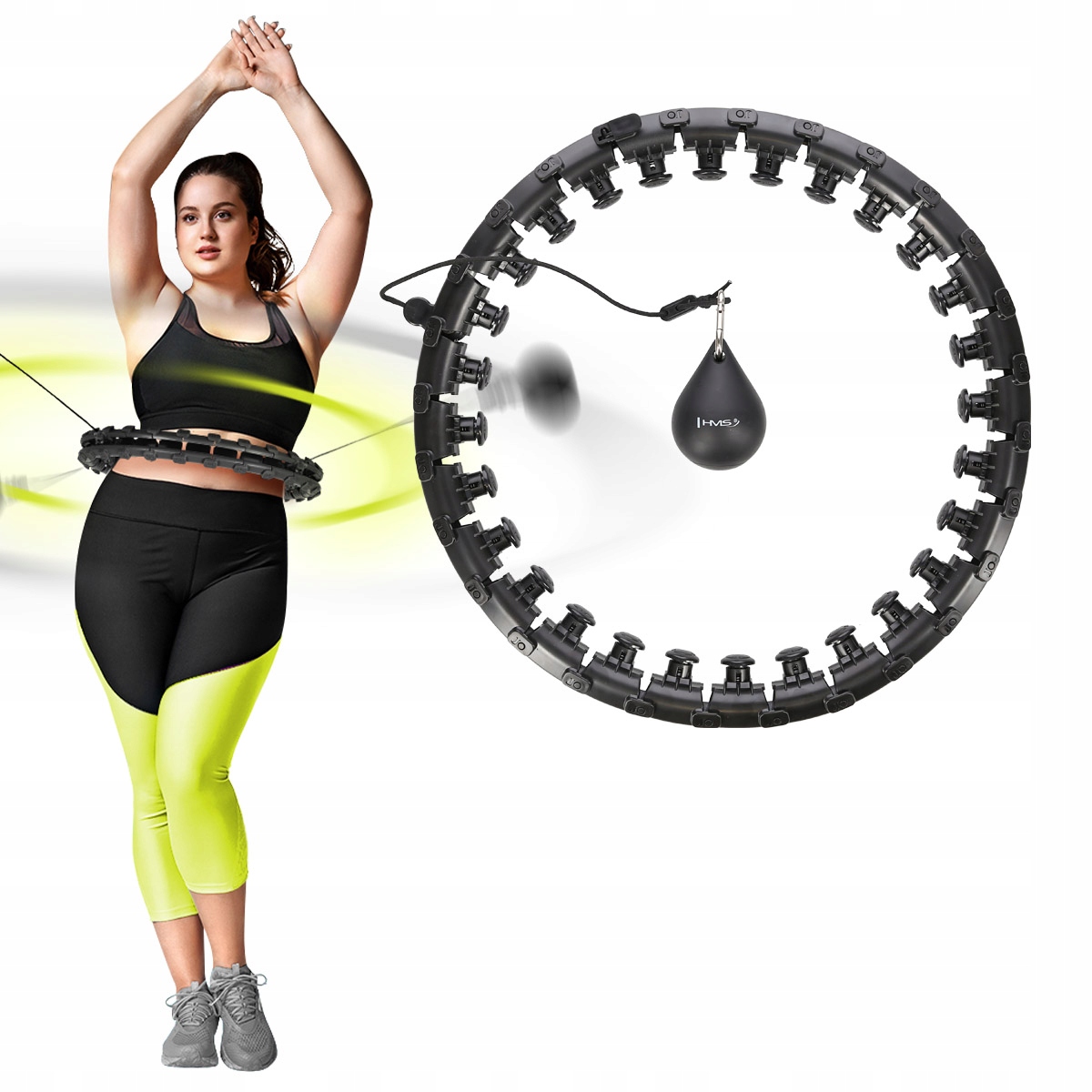 Hula Hoop Plus Size s masáží, nastavitelná s zátěží až do 125 cm, velká velikost