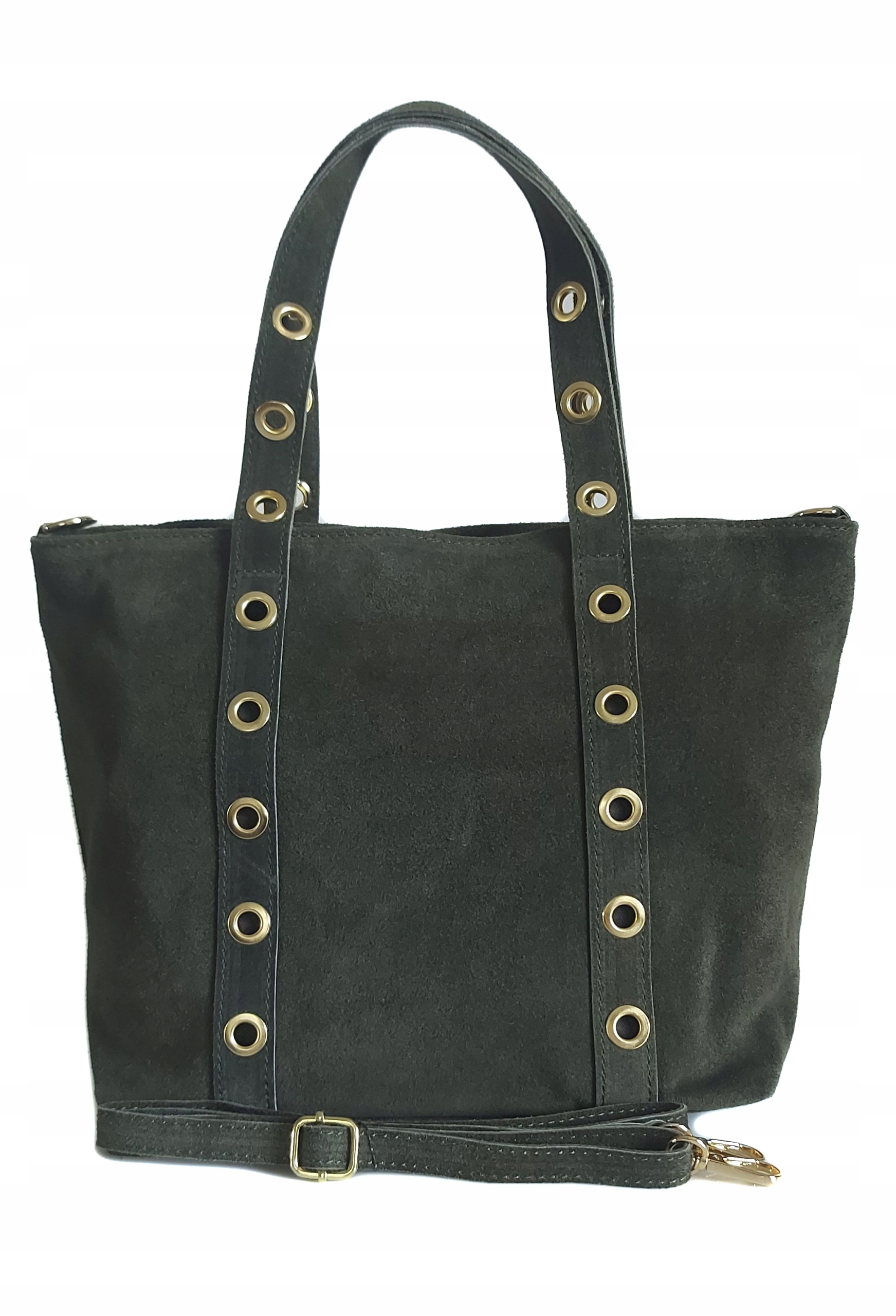 Semišový sáček A4 zlaté šatonové růže kolečka Italská kůže Vera Pelle Zelená