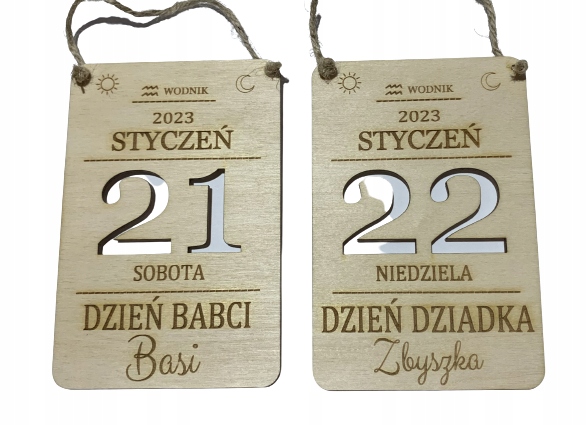 Drewniane kartki z imieniem Dzień Babci i Dziadka
