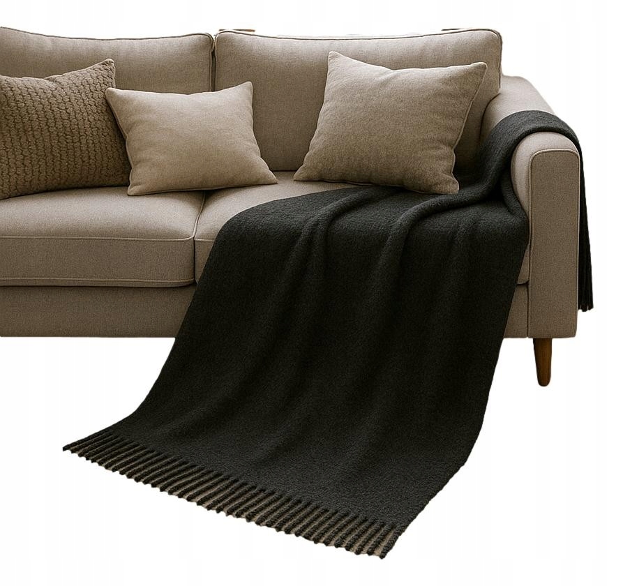 Vlněná deka šedá Grafitová 140x200 teplá silná přírodní Vlna 100%