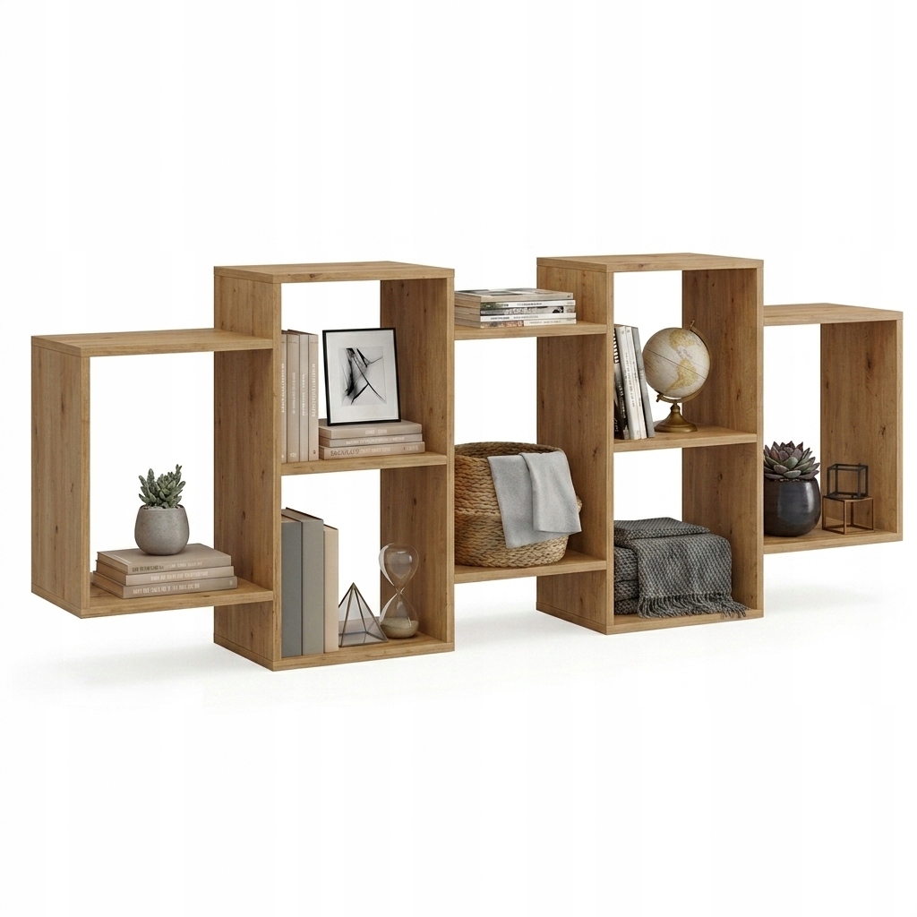 Półka wisząca ścienna na książki do pokoju lub salonu Dąb Craft 160x70