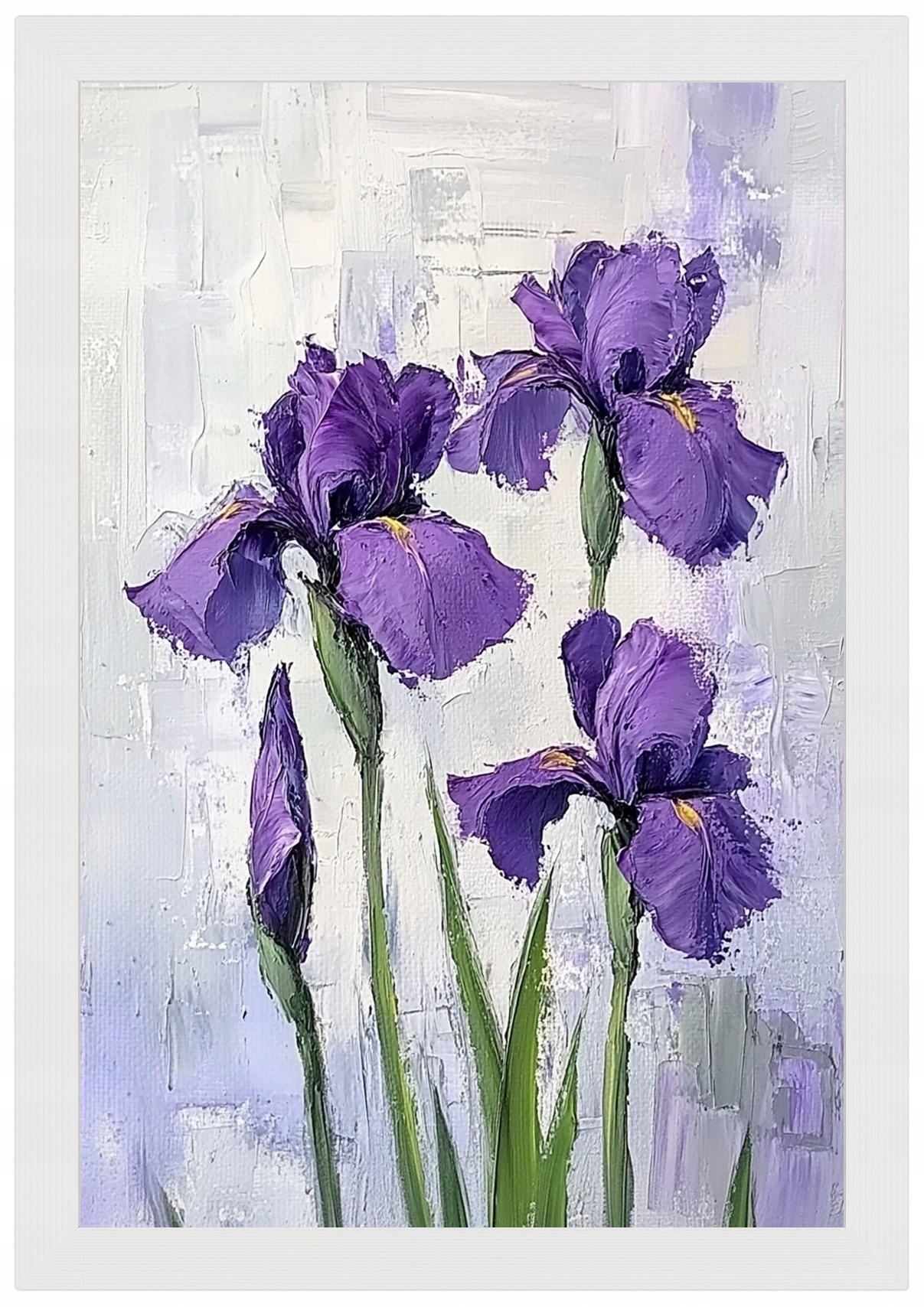 Plakát Rámeček Dřevo Olej Impasto Příroda Zahrada Fialové Kosatce 40x60