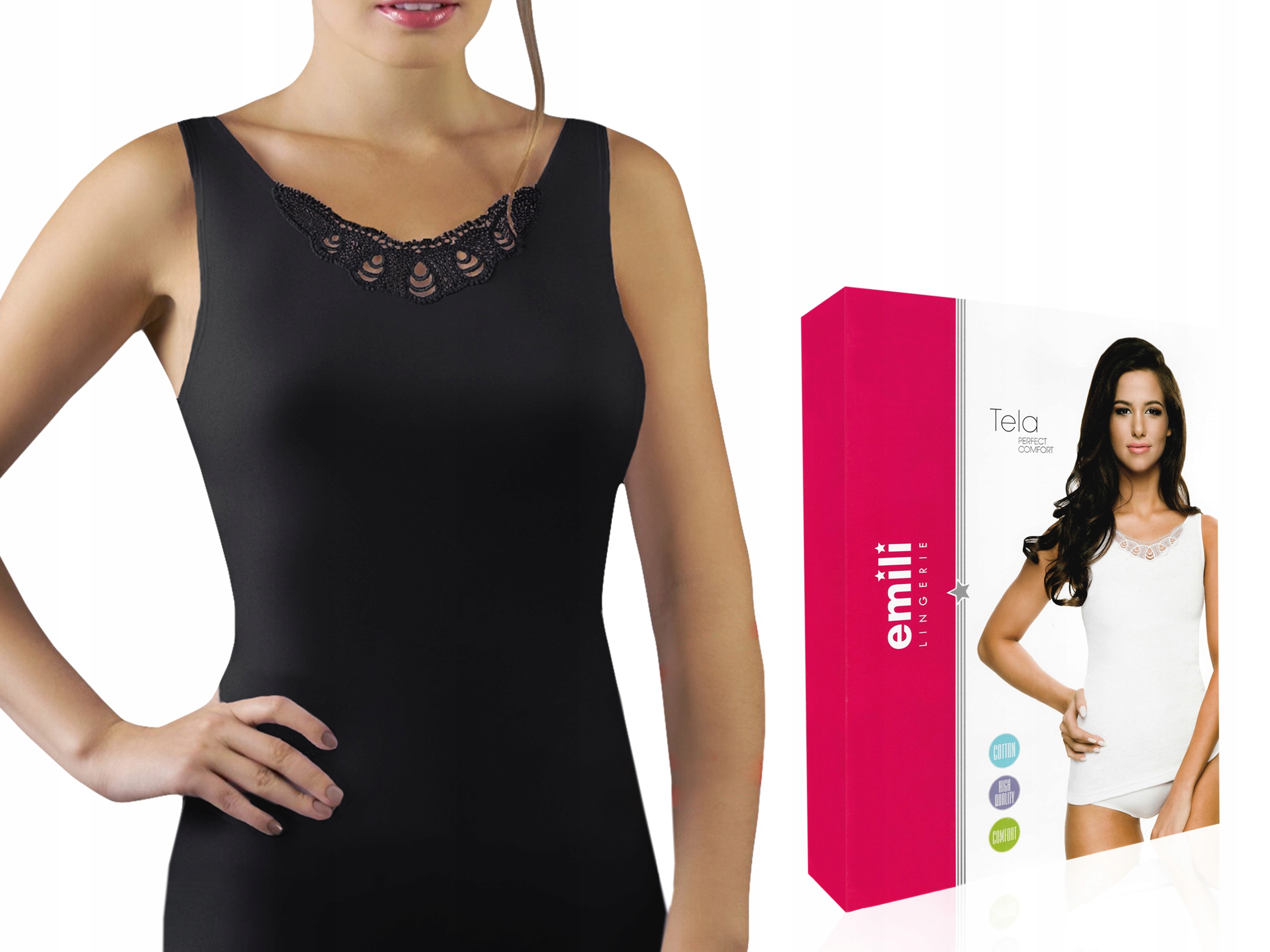 

Emili Tela Koszulka damska czarna bawełna XL