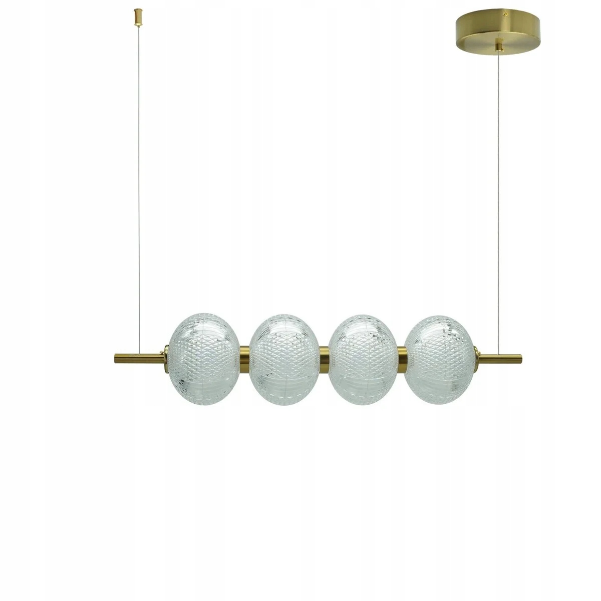 Závesná ozdobná lampa 4 Led gule zlaté glamour podlhovasté 68 cm IdeaLed