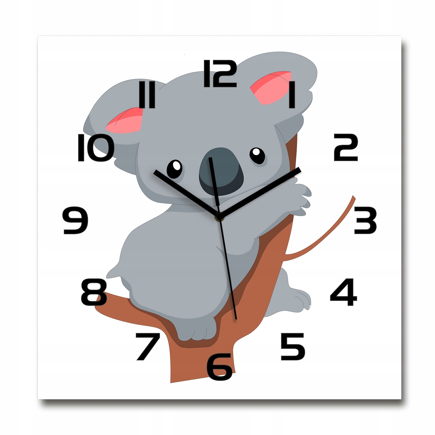 Veľký sklenený nástenný hodinový stroj Koala na strome 60x60