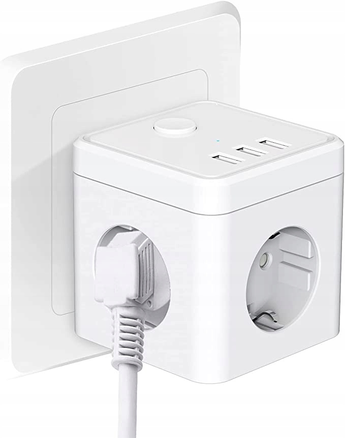 KOSTKA GNIAZDKOWA 3 GNIAZDA 3 PORTY USB 3.1A