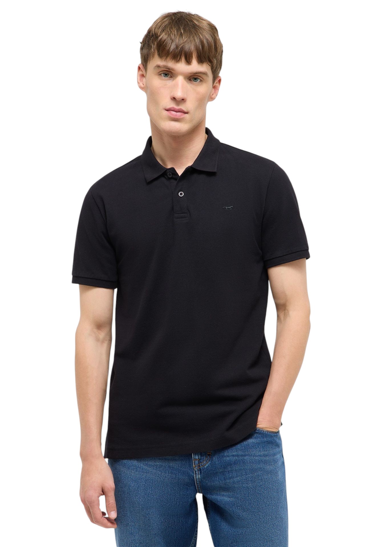 Czarna Koszulka Polo Męska Bawełniana Klasyczna Slim Fit Polówka Mustang L