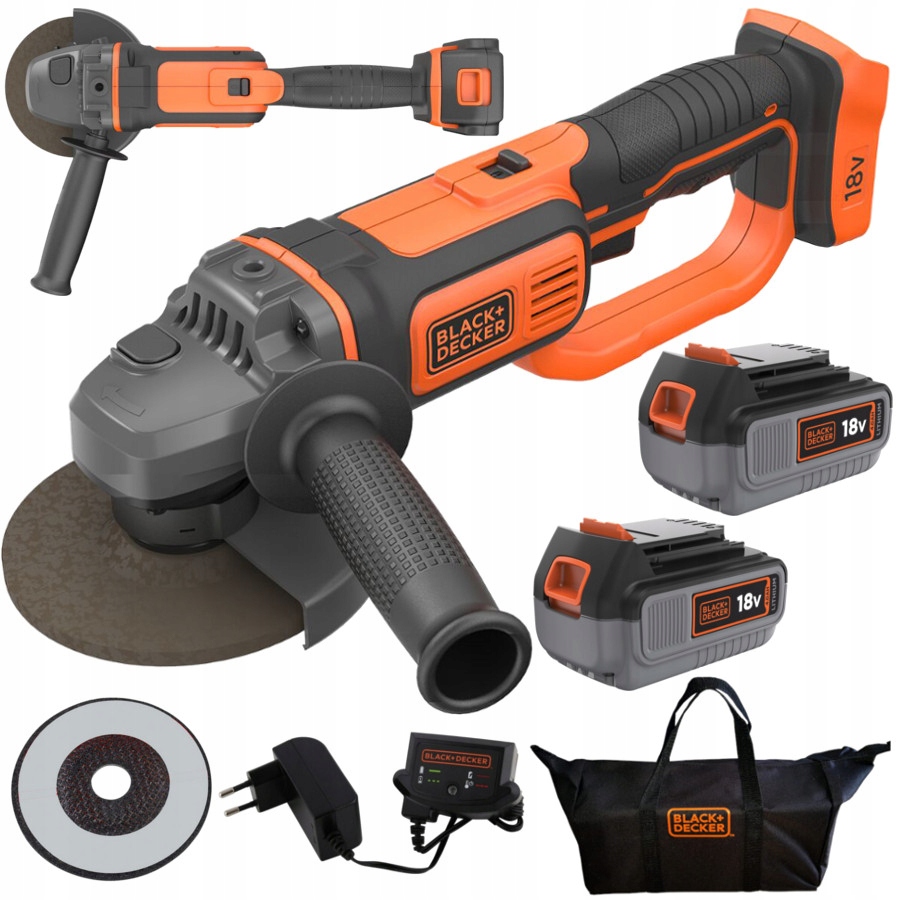 Black Decker Szlifierka kątowa 125mm BCG720 2xBL4018 Akumulator 4Ah Ład