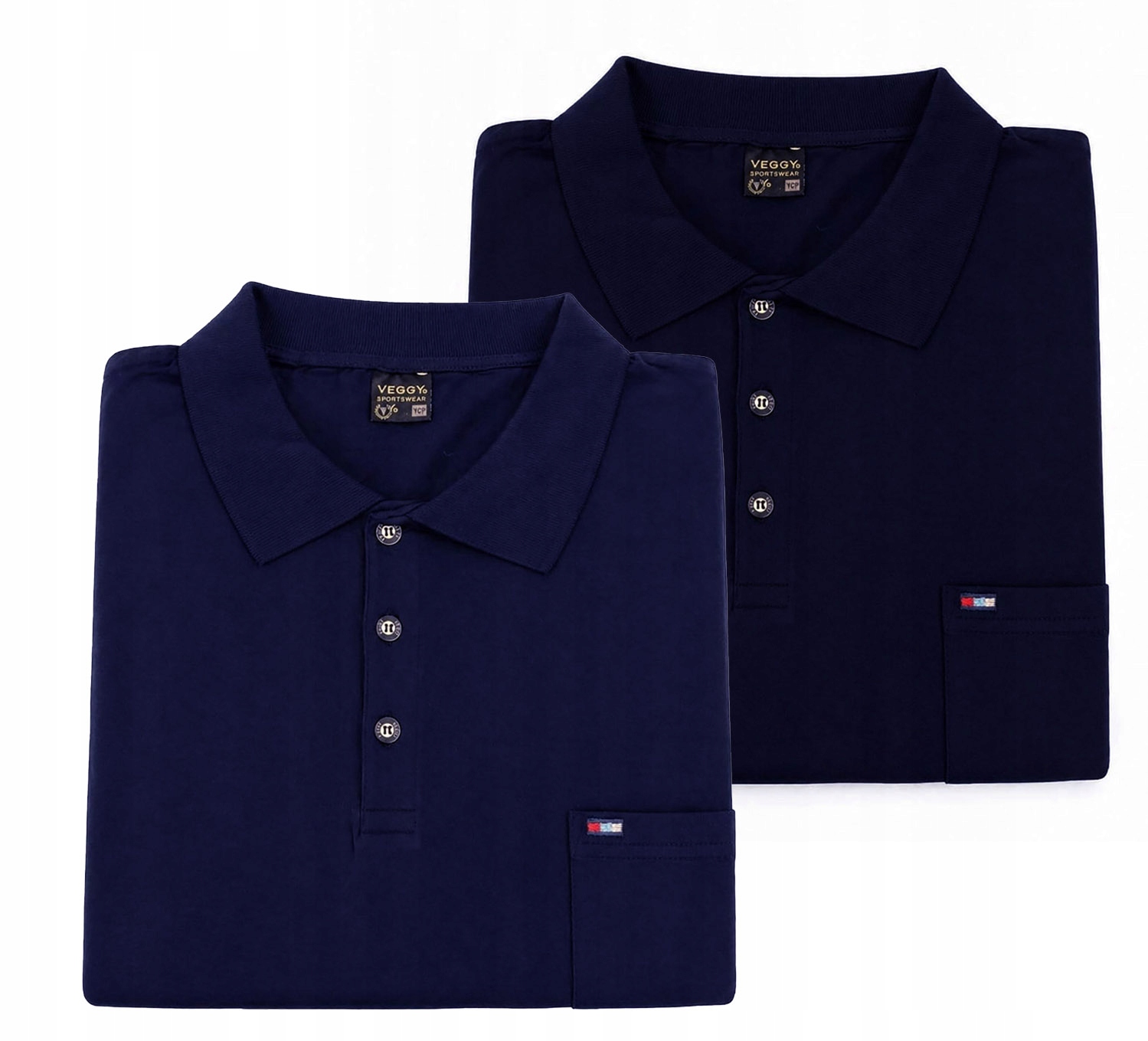 7XL Sada Polo 2 kusů Polokošile Polo Tommy Černá a Námořnická Modrá