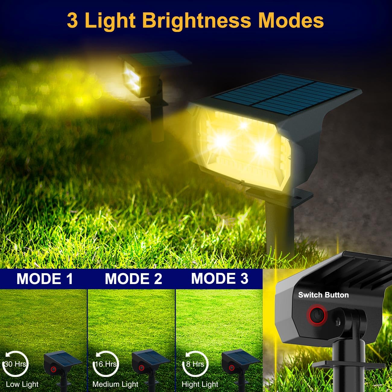 Lotmos Reflektory Ogrodowe Lampy Wbijane Solarne 4 Sztuki — miniatura 3