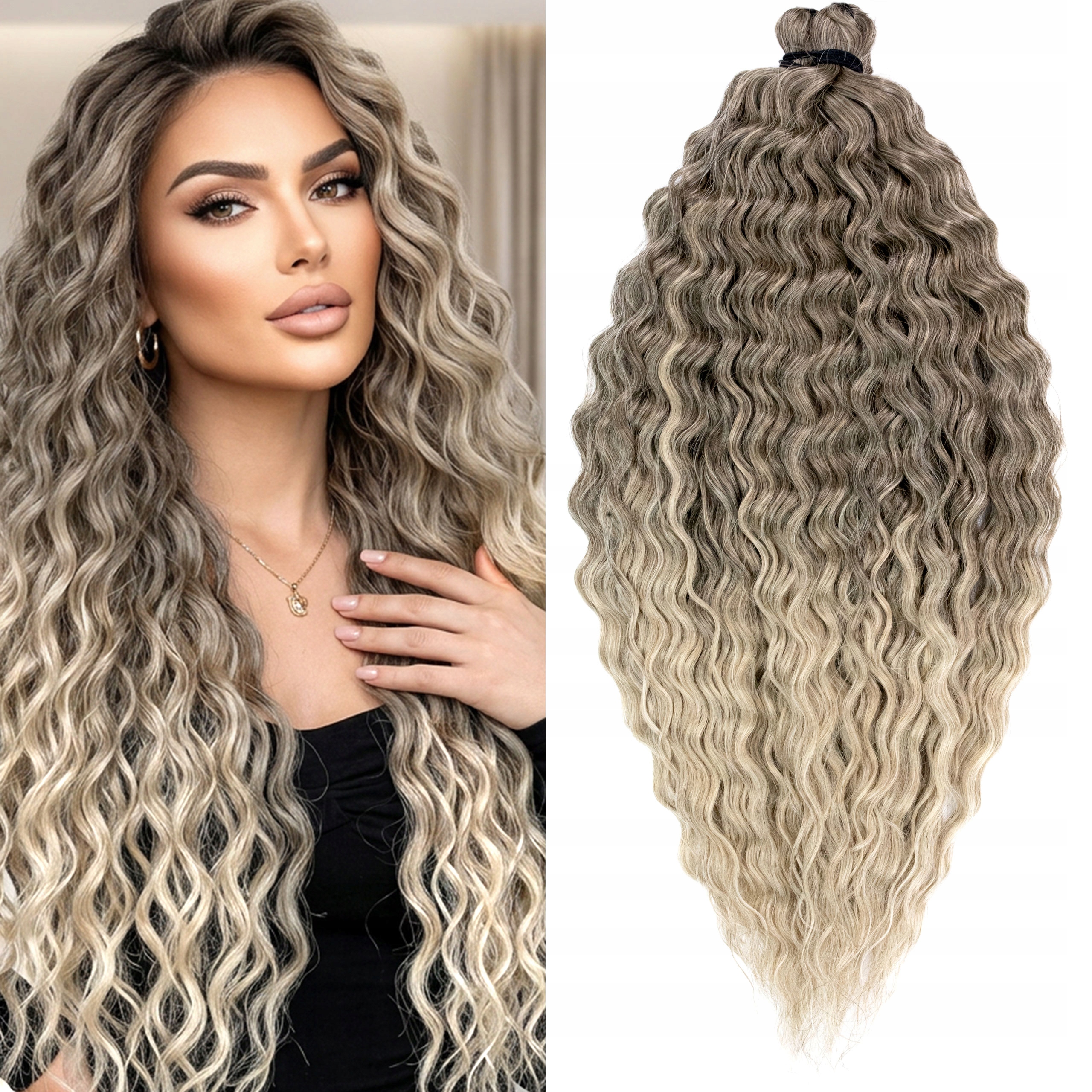 Włosy syntetyczne sztuczne fale Afroloki Ariel Pro 55cm 300g blond ombre