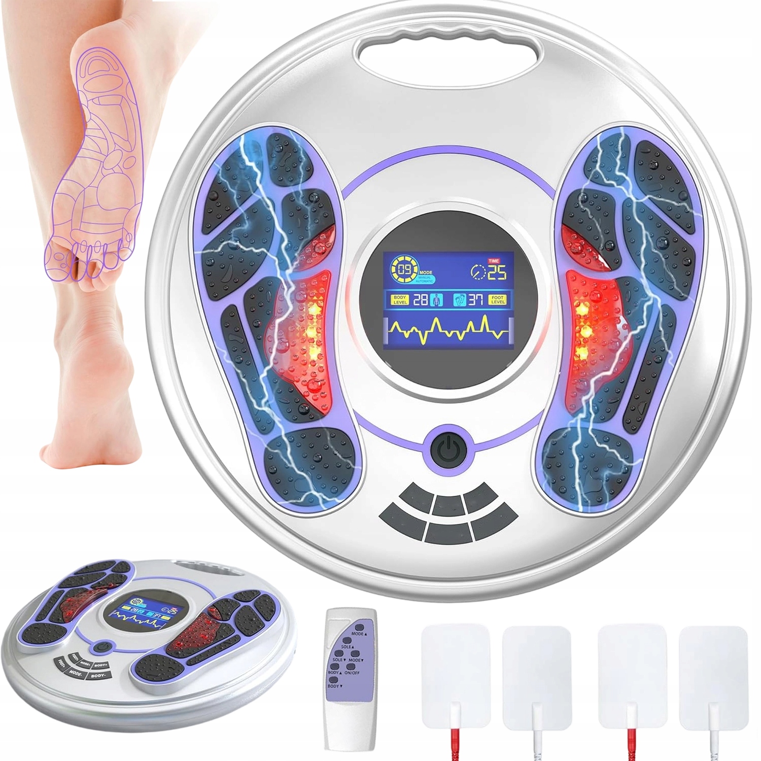 Masażer Stóp Ems Tens Urządzenie Do Masażu Stóp Pleców Szyi 25 Trybów