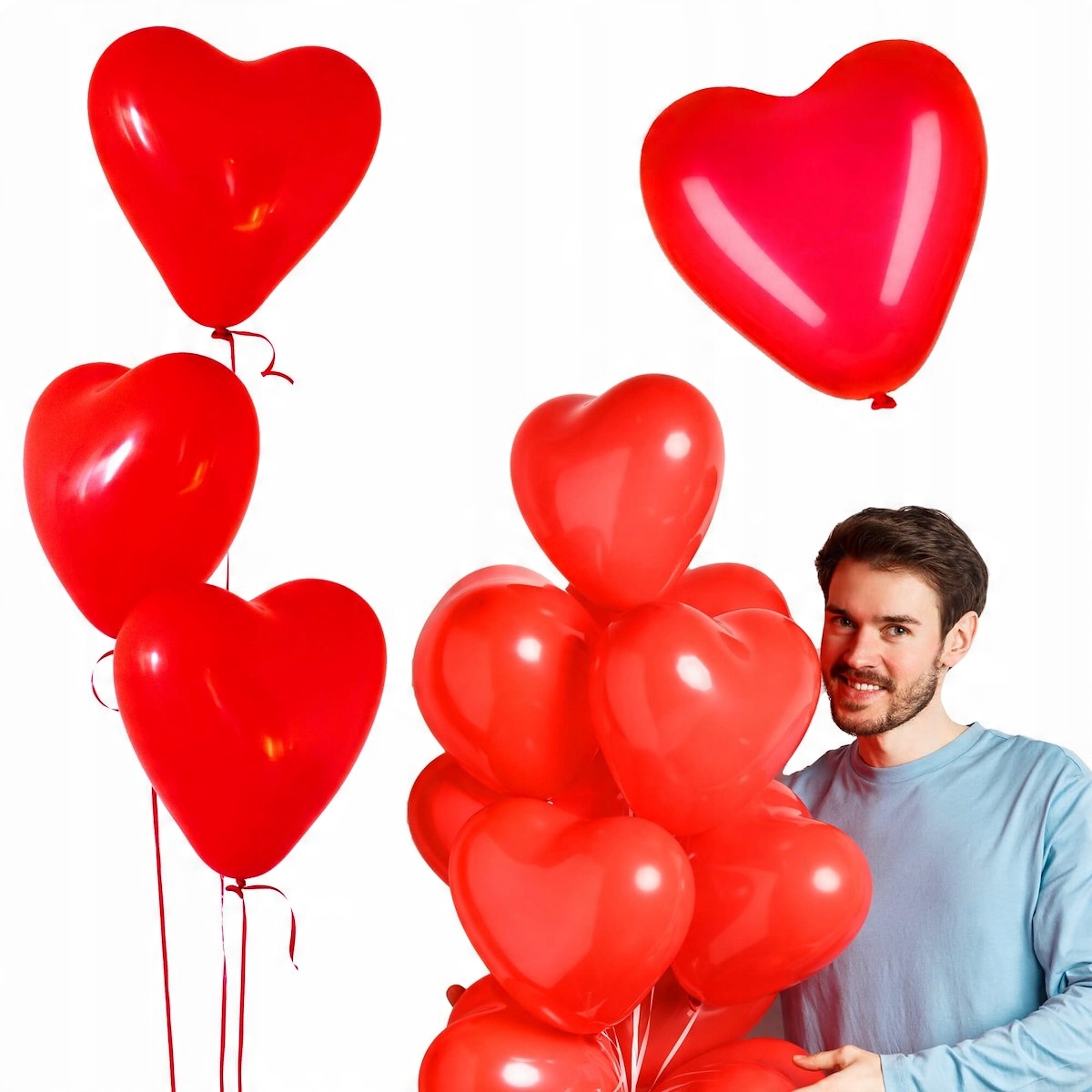 

Balony Czerwone Serca Ślub Walentynki 100SZT