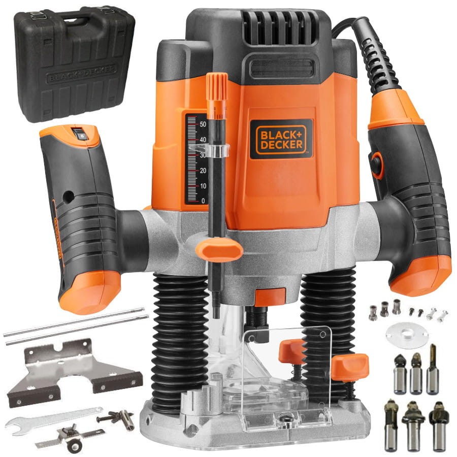 Black Decker Frezarka górnowrzecionowa KW1200EKA akcesoria walizka