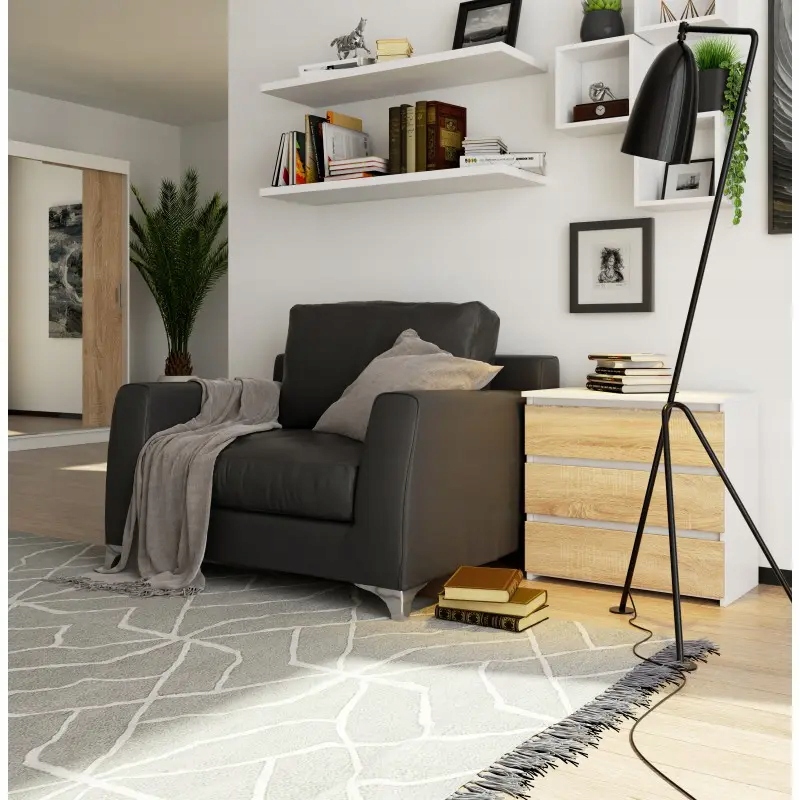 Młodzieżowy stolik nocny biały dąb sonoma 60 cm Szerokość mebla 60 cm