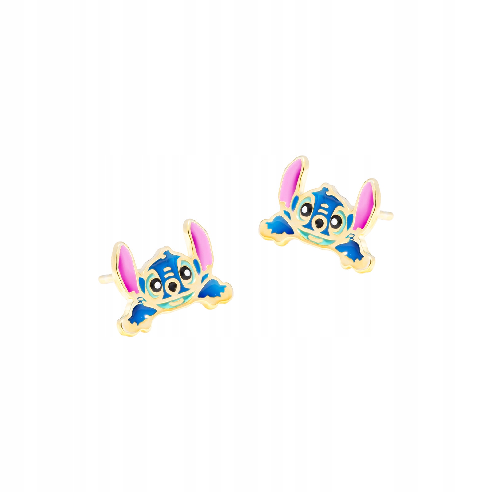 Pozlacené stříbrné náušnice 925 se smaltem Ležící Stitch pro malou slečnu Dárek