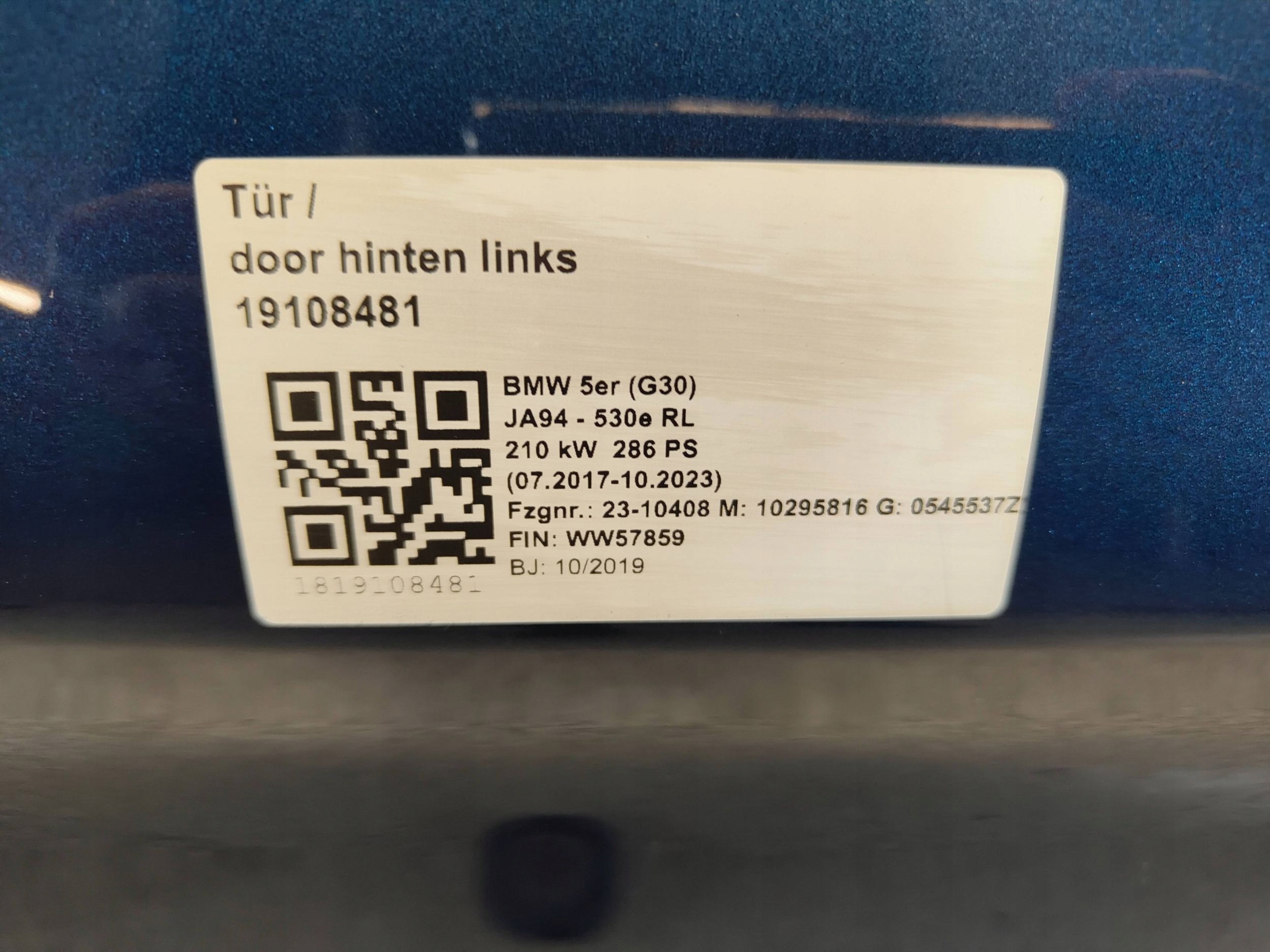 BMW 5 G30 Tür Hinten Links Door 7408963 Porta Porte - Thumbnail 8