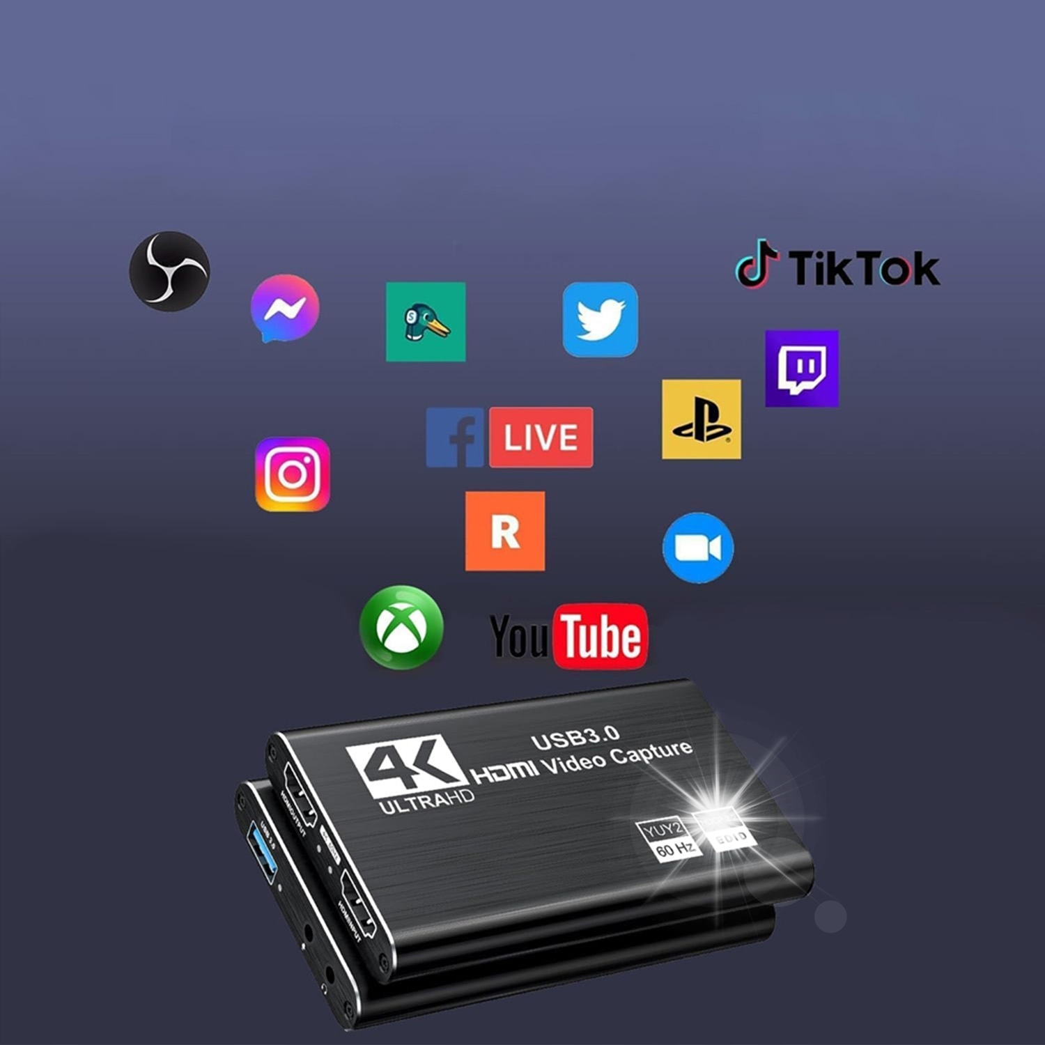 PROFESJONALNA USB3.0 HDMI KARTA WIDEO Z FUNKCJĄ PLUG AND PLAY I MIKROFONEM