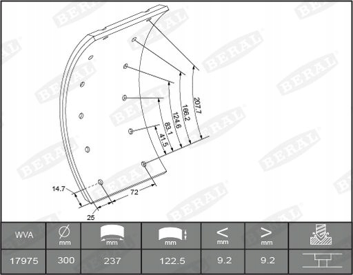 ZESTAW SZCZEK HAMULCOWYCH TYL KBL17351 1 1561 Part manufacturer Beral
