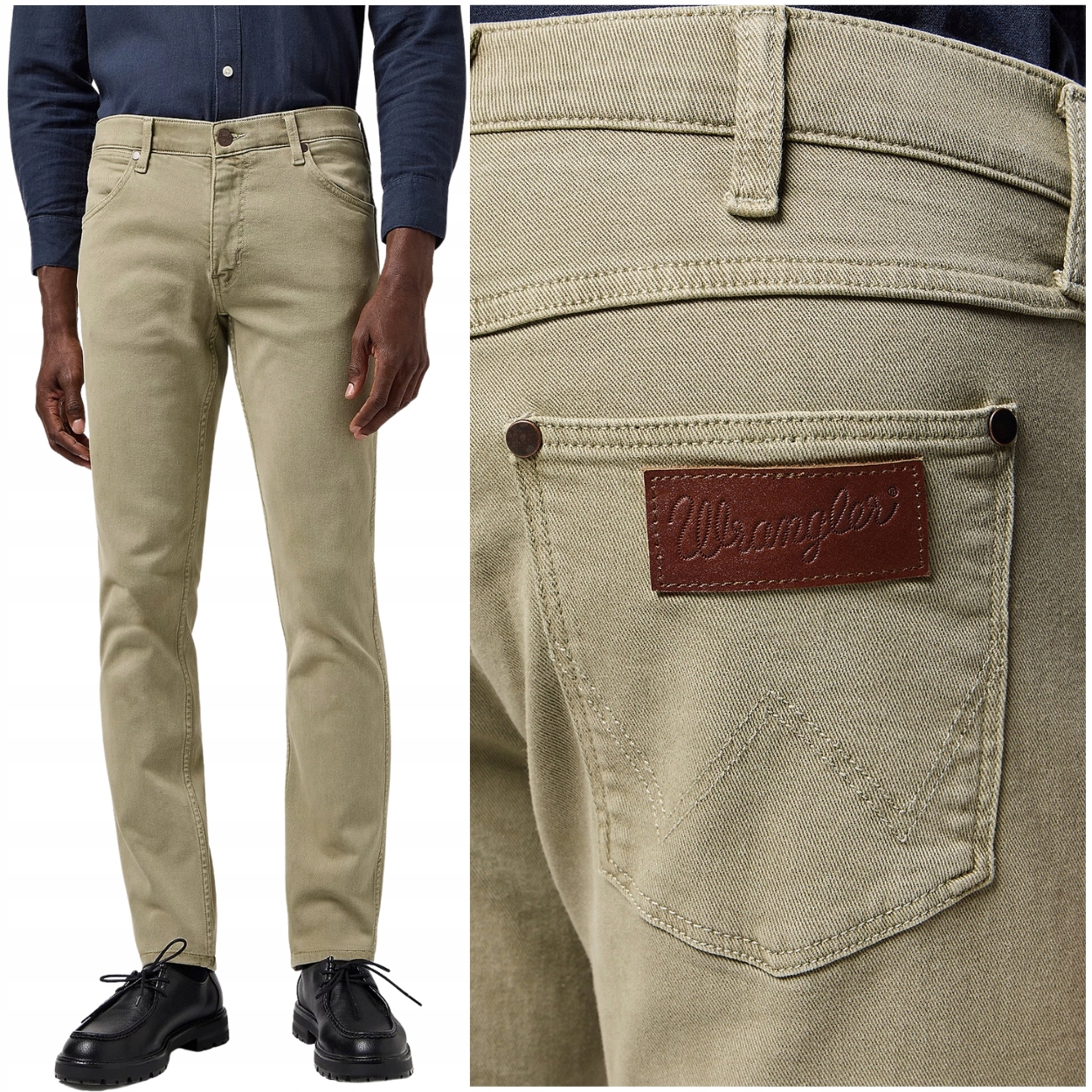 Wrangler Frontier Khaki jednoduché volné zelené látkové kalhoty W32 L32