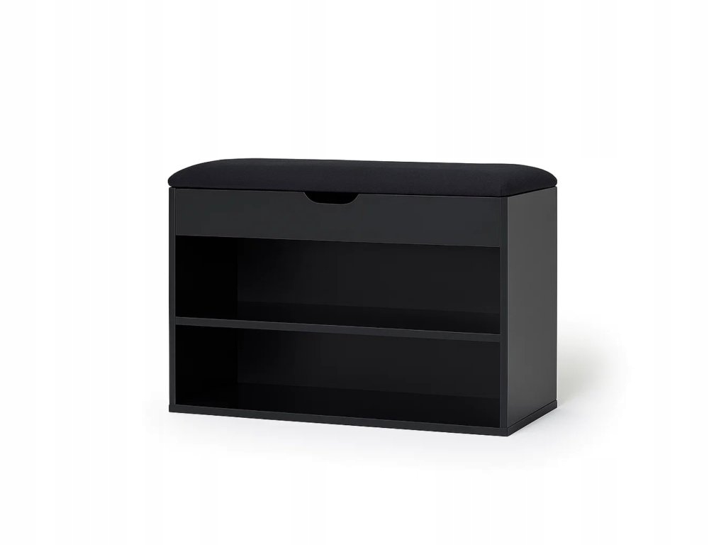 Botník černý se sedákem Vault, 60 x 30 x 47 cm