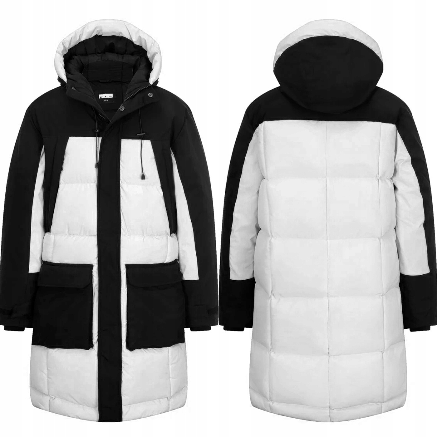 Prodloužená parka bunda s teplým prošíváním s kapucí