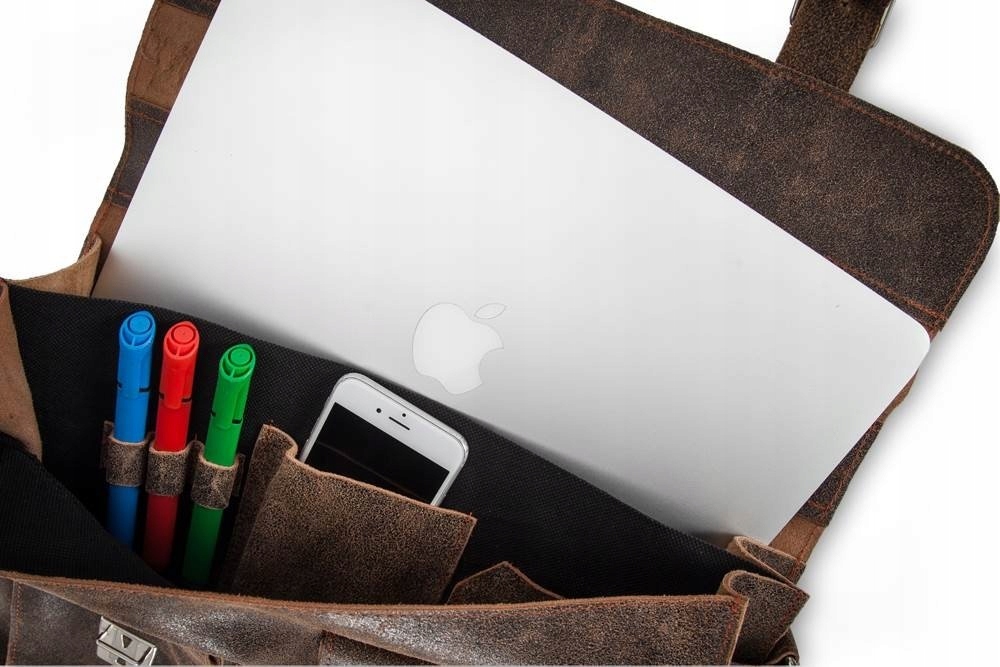 BRĄZOWA SKÓRZANA TORBA LISTONOSZKA NA RAMIĘ SOLOME Kolekcja SOLOME