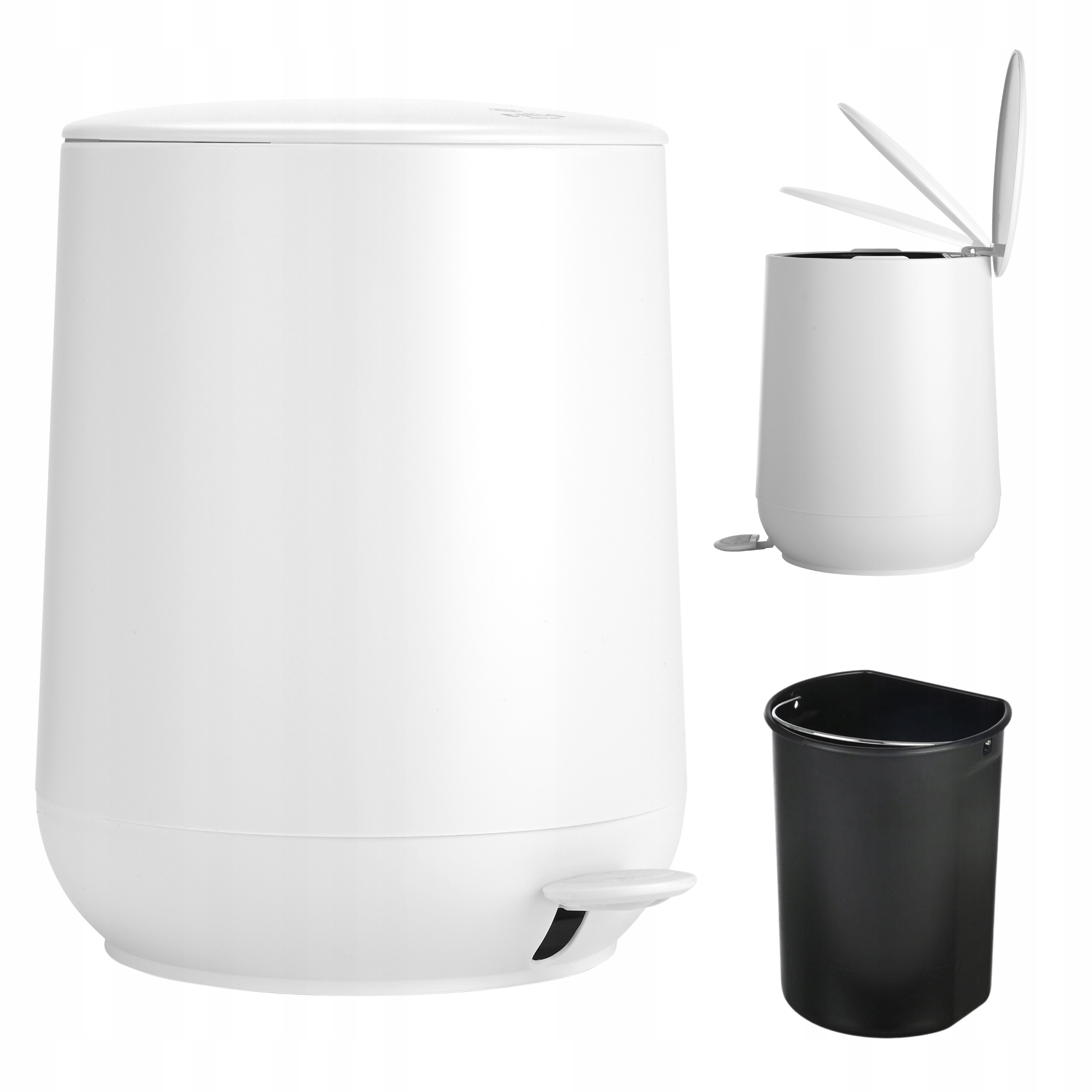 Kosz na śmieci do łazienki biały 5 L z pokrywą i pedałem wyjmowany wkład