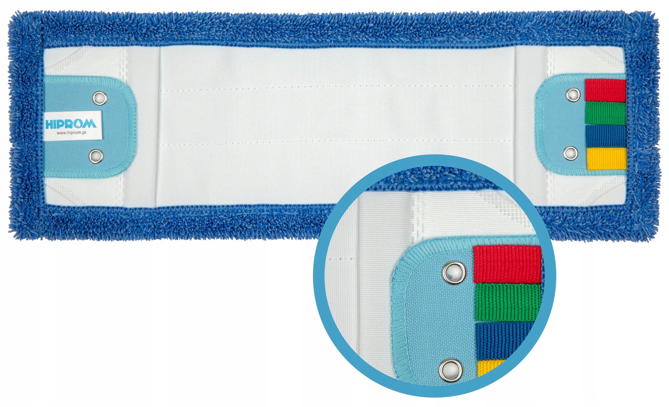 PROFESJONALNY MOP PŁASKI Z MIKROFIBRY 40 CM NIEBIESKI DUO USZY + KIESZENIE Marka Hiprom