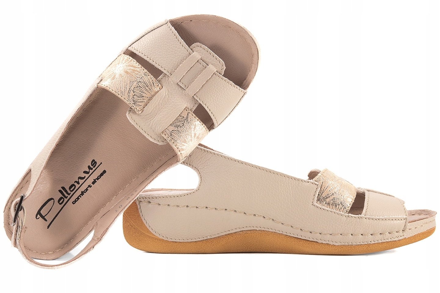 Pollonus 1525 Dámské Sandály Komfort Koturn Pu béžové 40