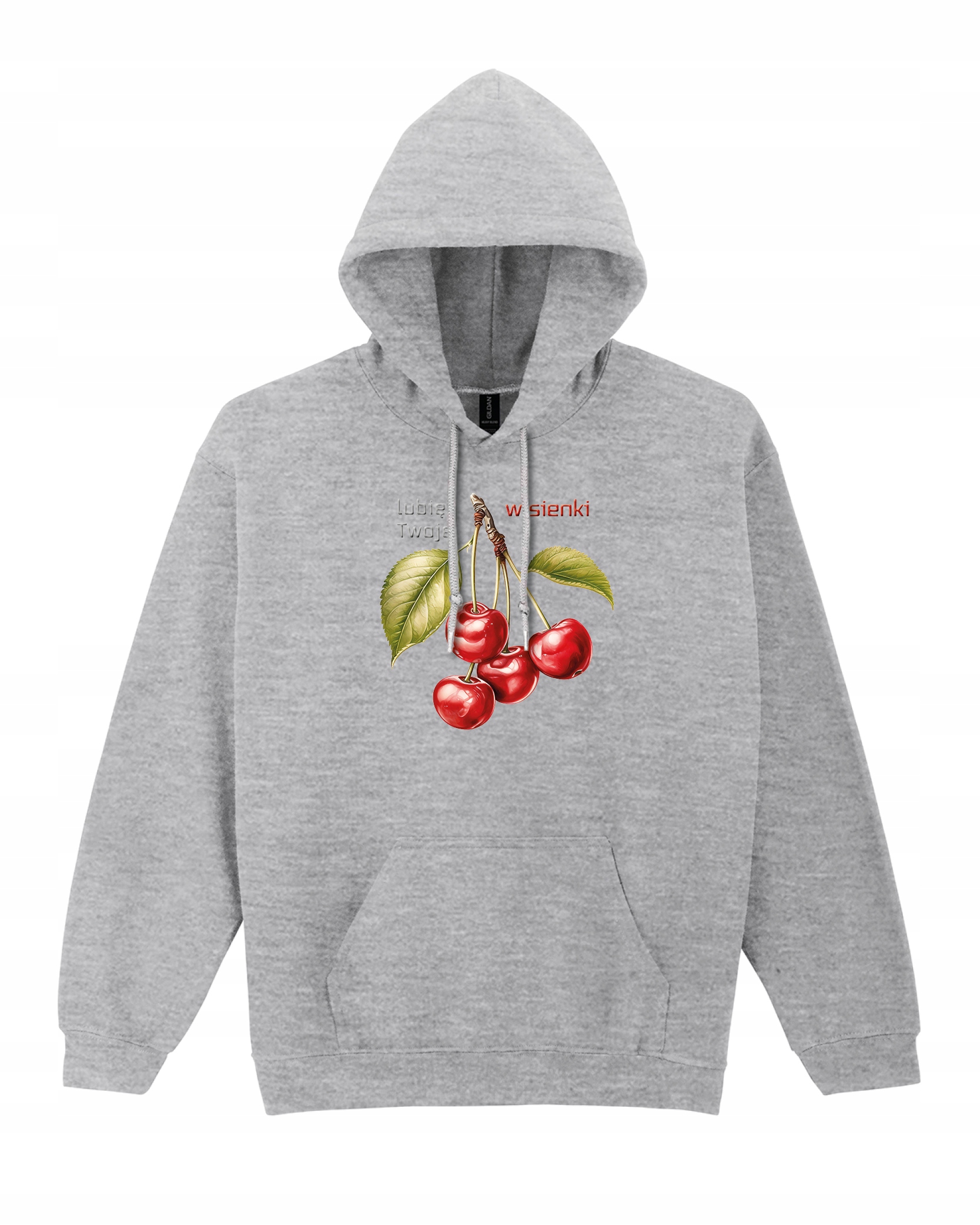 Mikina Mám ráda vaše ovocné třešničky, je vtipná jako Dárek, šedá XXL