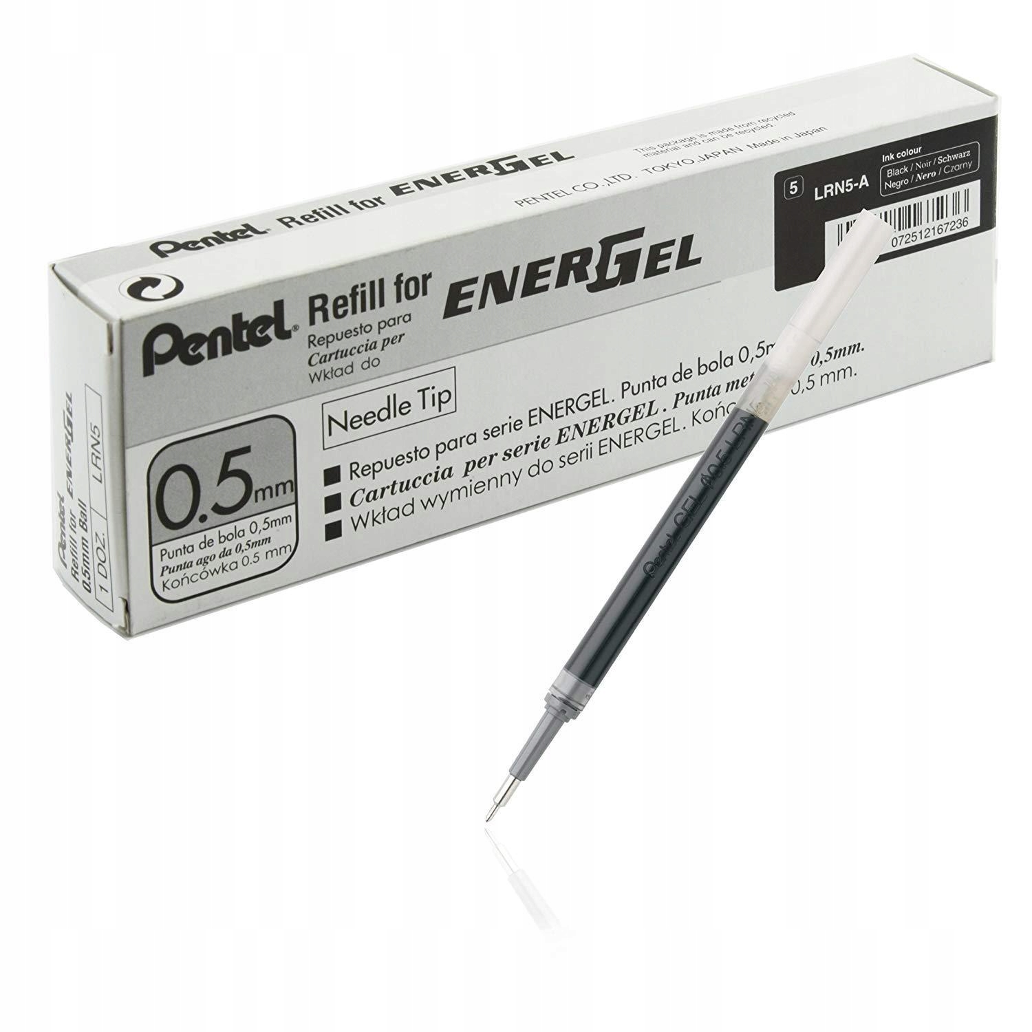 

Wkład do pióra LRN5 Pentel EnerGel czarny 12 Sztuk
