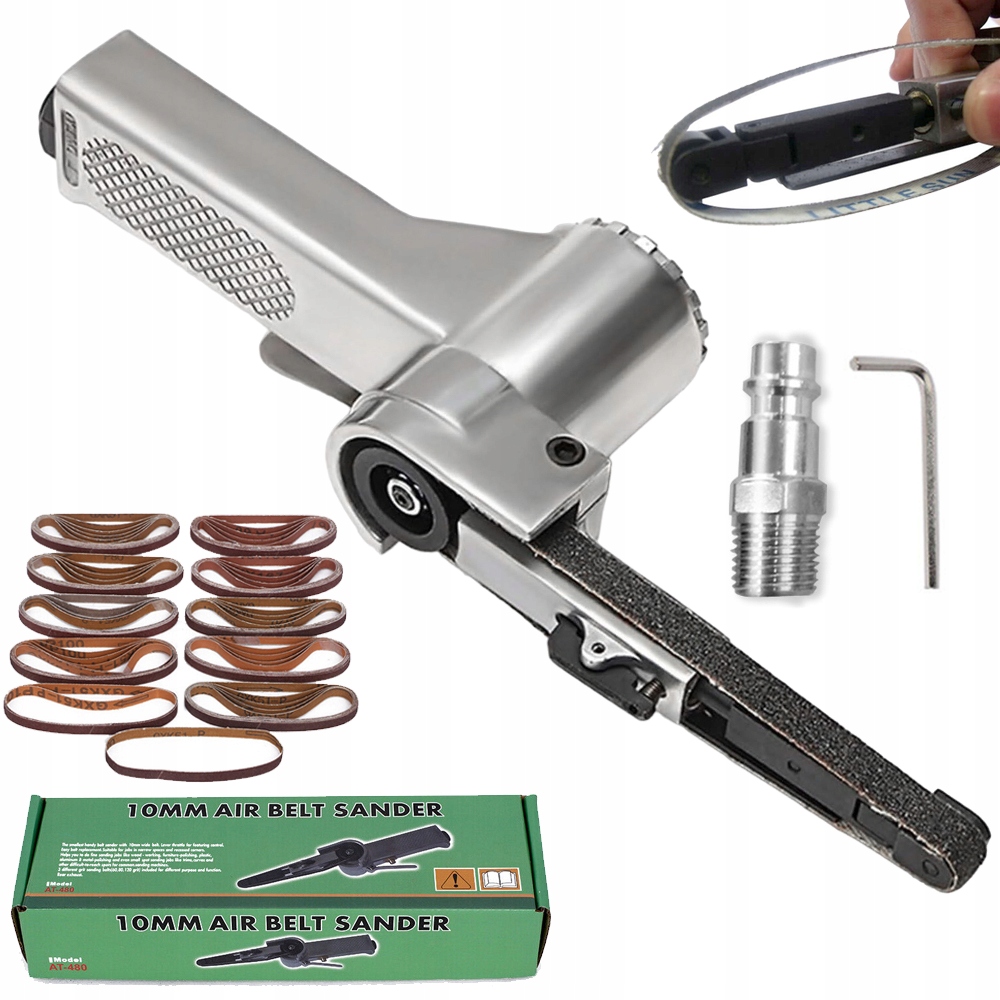 Set Pneumatická Pásová Bruska 10x330 mm Bezkoncová Páska 25 ks