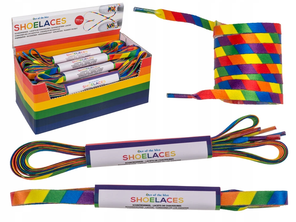 Tęczowe sznurowadła 140 cm - para