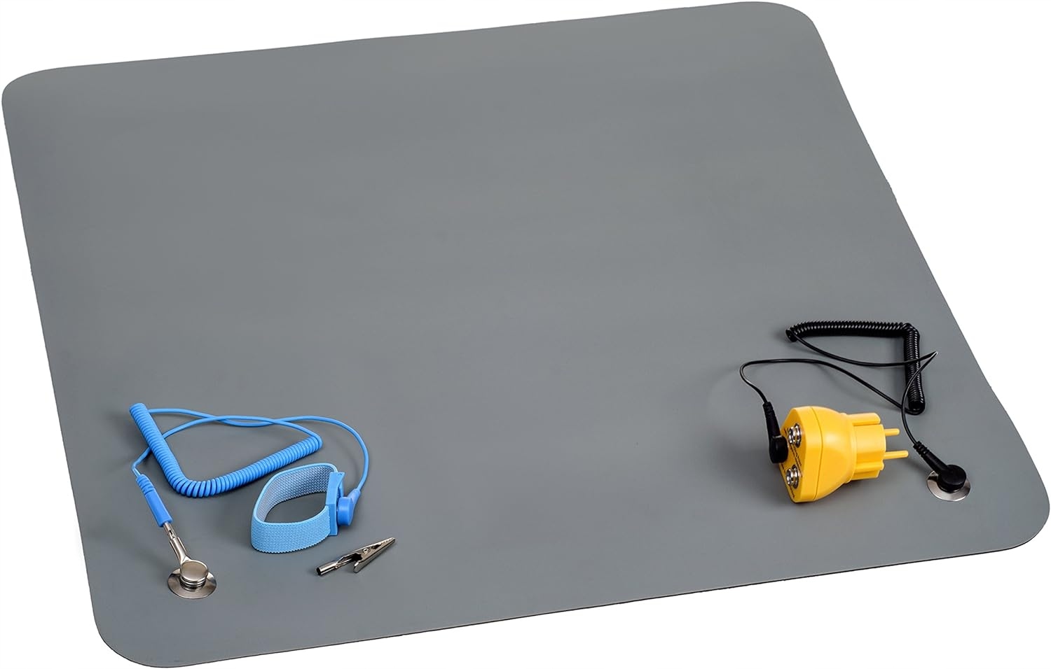 Mata ESD antystatyczna 55x55cm z kablem i opaską.