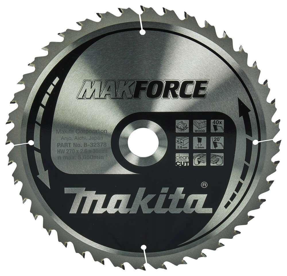Makita Tarcza tnąca do drewna 270x30 mm 40Z Makforce B-32378