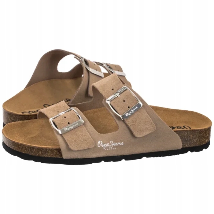 Dámské boty Nazouváky Pepe Jeans Oban Suede W Pop White PLS80009 Béžová