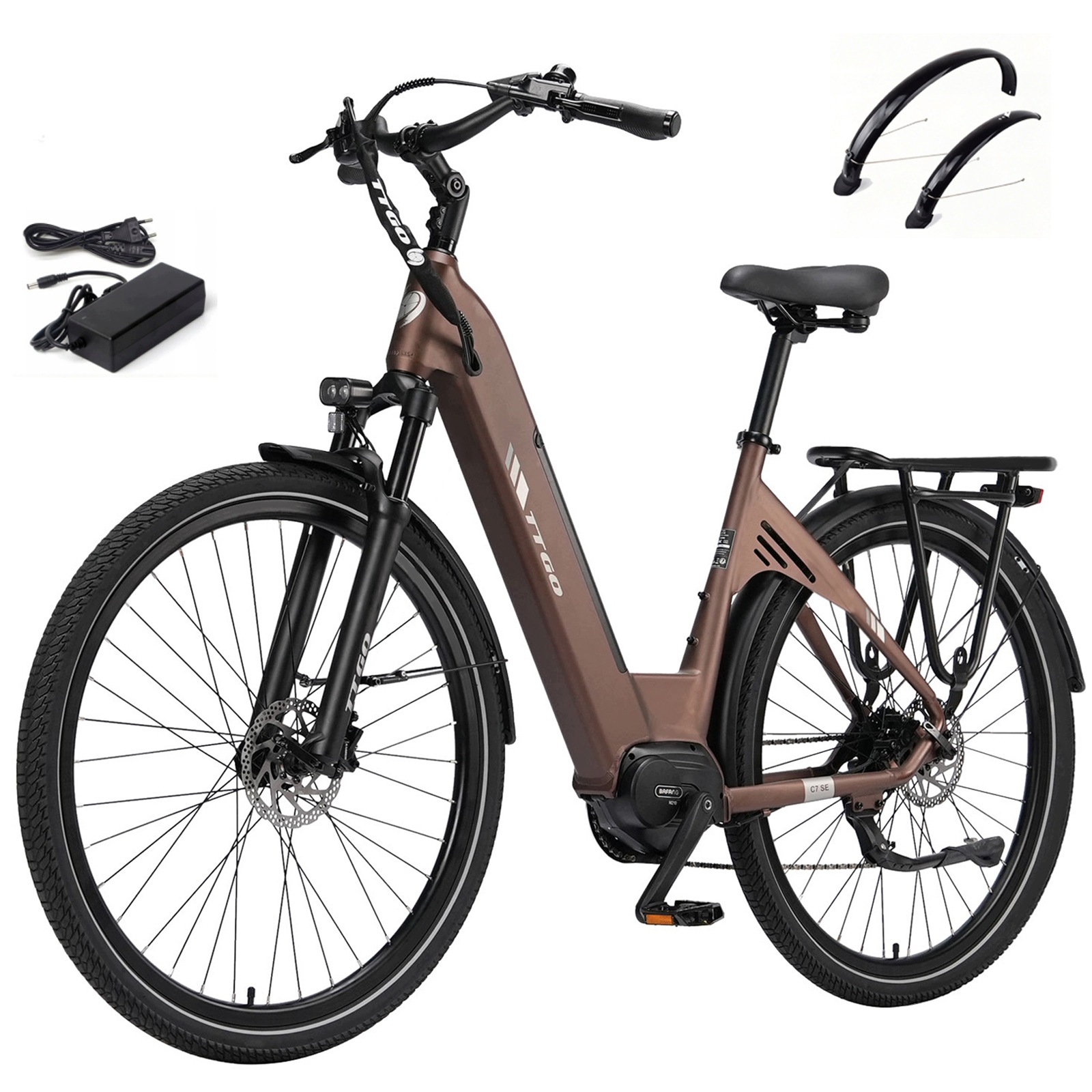 28"Elektryczny rower miejski Ttgo C7 Se Bafang Mid-Mount Motor 250W 18Ah 130km
