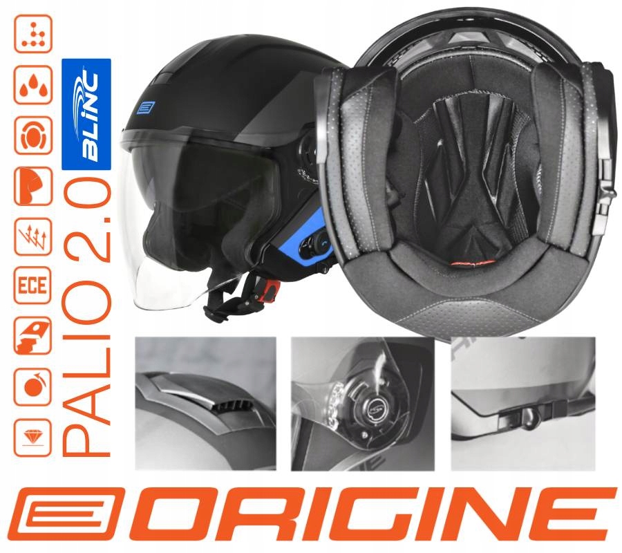 Kask ORIGINE PALIO 2.0 + BT SOLID black matt S Homologacja europejska ECE R22-05