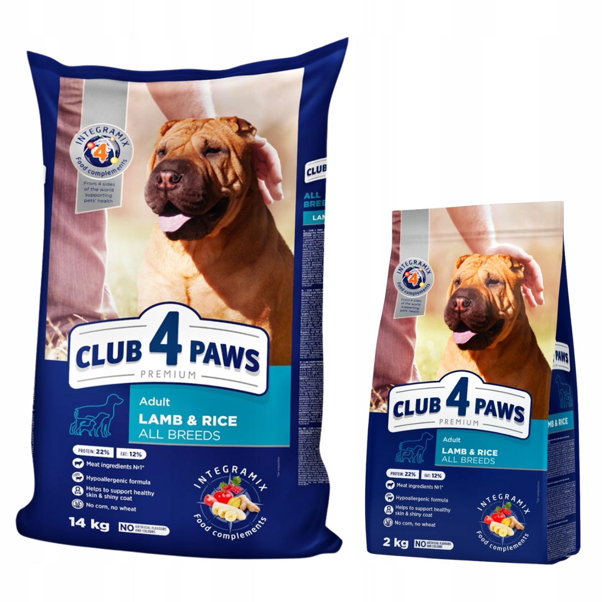 Levně Suché krmivo pro psy s jehněčím masem a rýží Club 4 Paws 14+2 kg