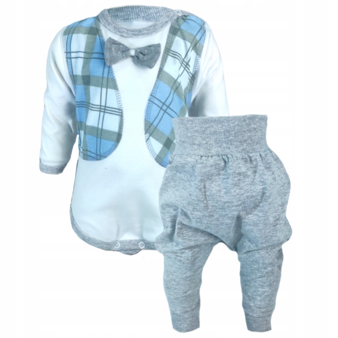 

Komplet chłopca body mucha spodnie 74 dresowy