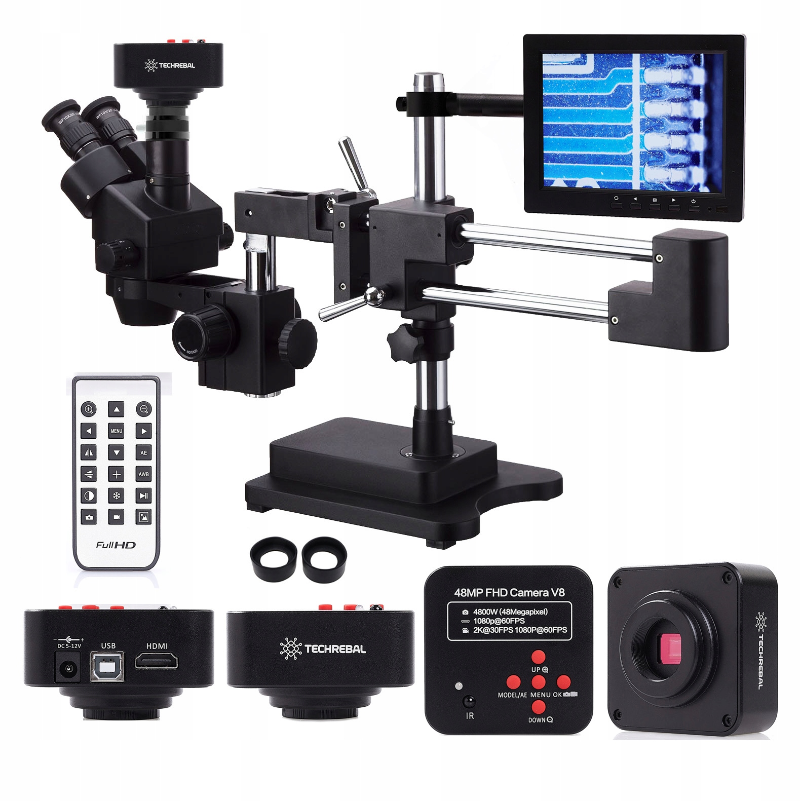 Optický Mikroskop 10HW Kamera 48MP Sada Displej 8 Palců Osvětlení