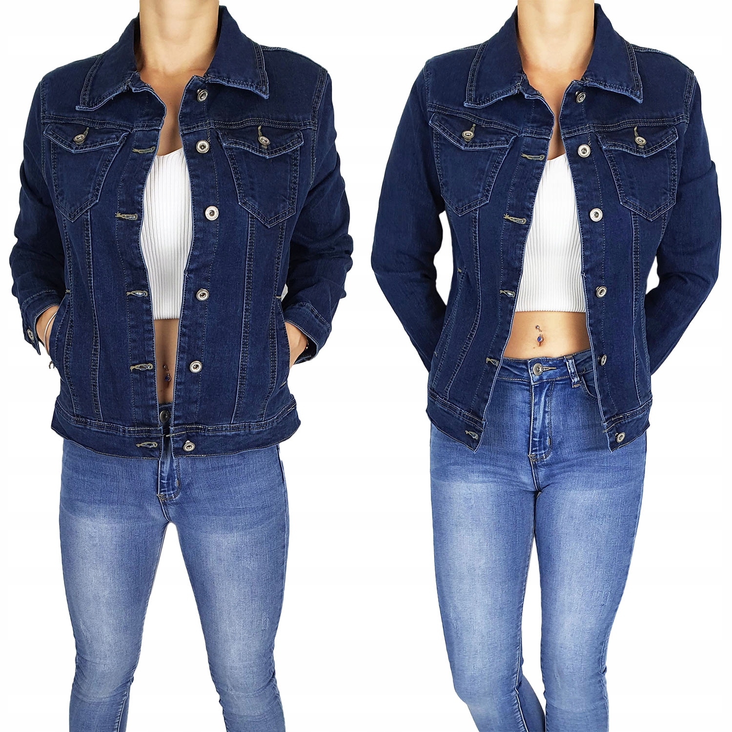 Klasická Džínová Katana Dámská Bunda Plus Size#