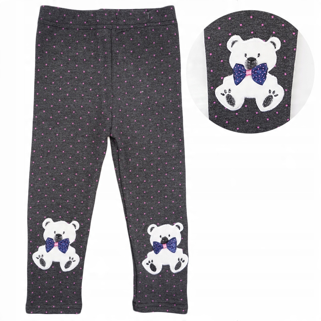 

Grubsze Legginsy grafitowe Getry z misiem 92/98