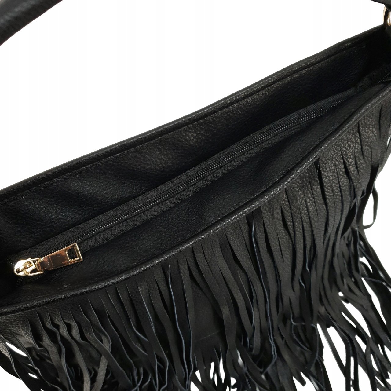 TOREBKA TORBA SHOPPER WOREK BOHO FRĘDZLE A4 Kolor czarny