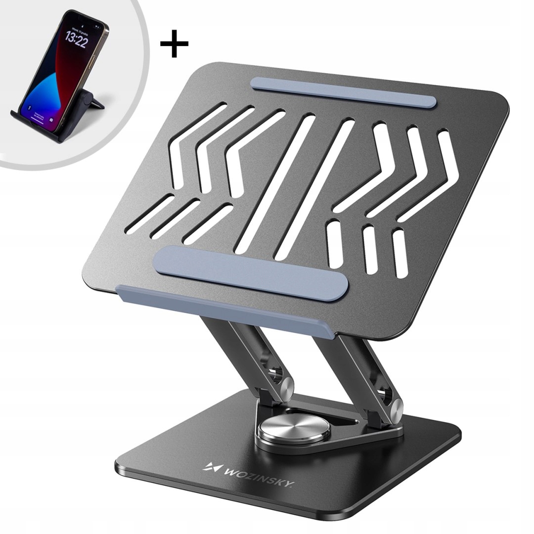 Set Podstavec pod notebook hliníkový 360 stojan pro smartphone černý