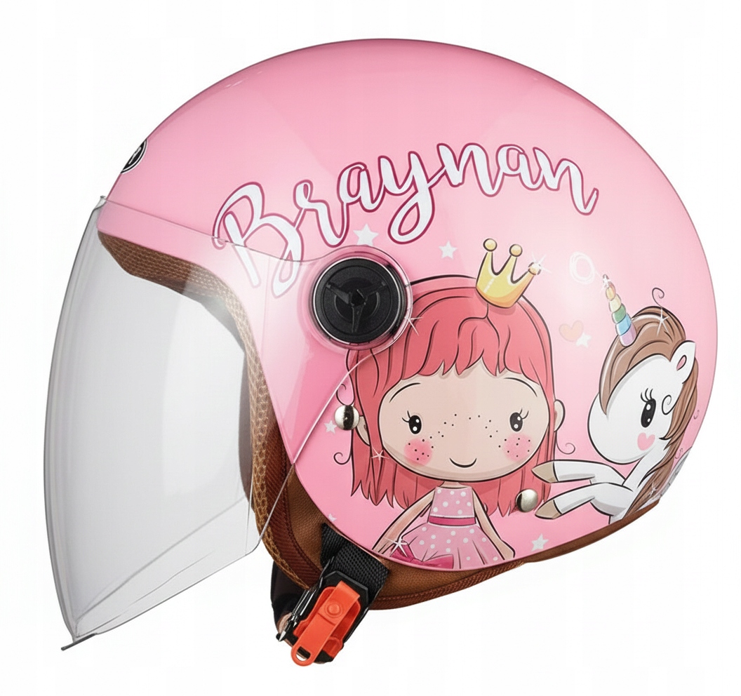 Freeup Dziecięcy Kask Motocyklowy Z Osłoną Dla Dziewcząt 48-55 CM Różowy