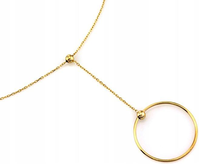 Zlatý náhrdelník 585 s dlouhým závěsným kolečkem r45, módní vzor jako dárek 14k