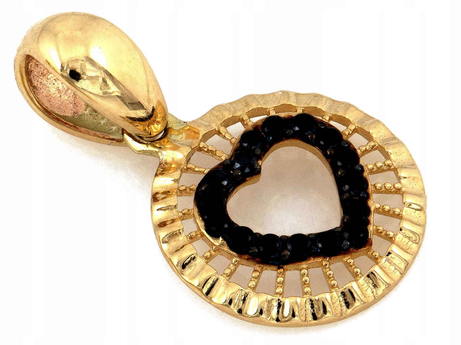 Přívěsek srdce zlato 585 černé zirkony 0.83 g elegance šperků dárek